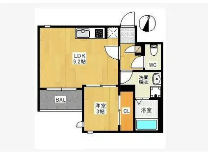 REGALEST大橋ME-RYⅢ(1LDK/2階)の間取り写真