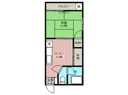 金森荘(1DK/2階)の間取り写真
