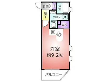 CHOCORUTE(ワンルーム/2階)の間取り写真