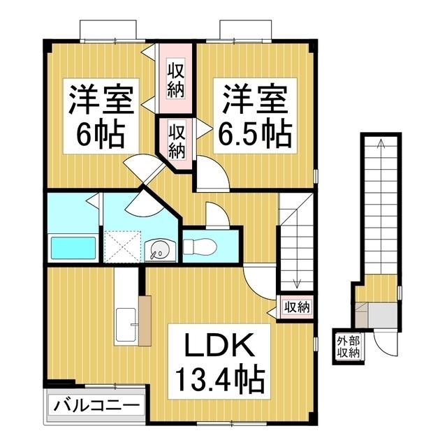 リュミエールB(2LDK/2階)の間取り写真
