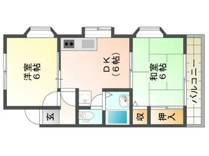 ルミナスハイツⅡ(2DK/2階)の間取り写真