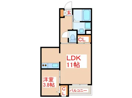 ASANA(1LDK/2階)の間取り写真