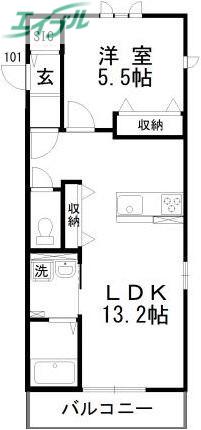 ALBAVIII(1LDK/1階)の間取り写真