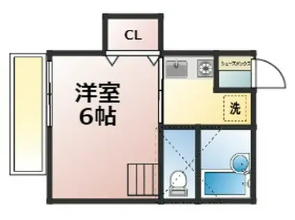 シーサイドニシ(1K/2階)の間取り写真