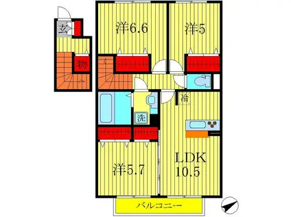 フォリウム-M(3LDK/2階)の間取り写真