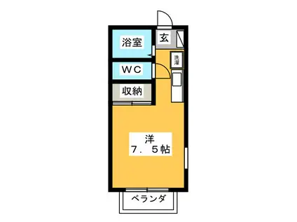 コーポ千日原(ワンルーム/1階)の間取り写真