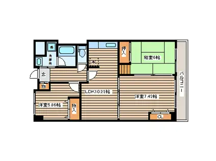 エルコート・二の森(3LDK/5階)の間取り写真