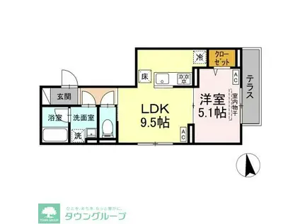 セレスティア北加平(1LDK/1階)の間取り写真