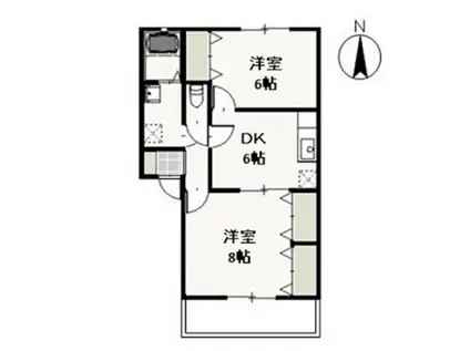 クリスタルパレスA(2DK/1階)の間取り写真