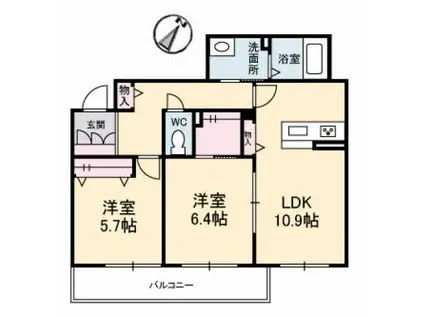 シャーメゾン宇多津 D棟(2LDK/3階)の間取り写真