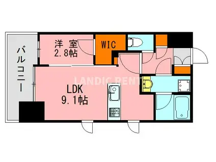 LANDIC STUDIO博多(1LDK/9階)の間取り写真