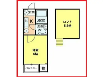 ステージ北綾瀬(1K/2階)の間取り写真