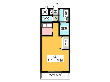 モンブーシュII(1K/1階)の間取り写真