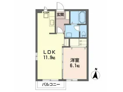メゾン・ラークA(1LDK/1階)の間取り写真