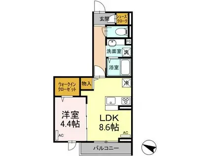 エクセリア上鷺宮II(1LDK/3階)の間取り写真