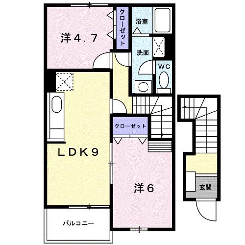 ラフィーネA(2LDK/2階)の間取り写真