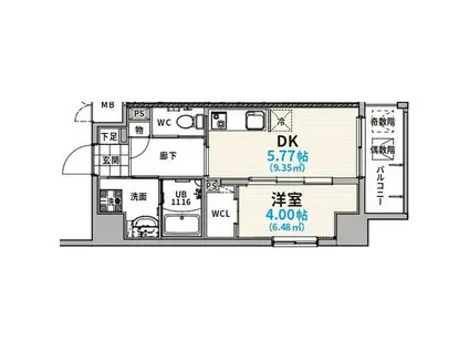 THE LOUNGE LINEAR GATE(1DK/9階)の間取り写真