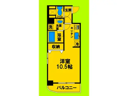 アスール江坂サード(1K/3階)の間取り写真