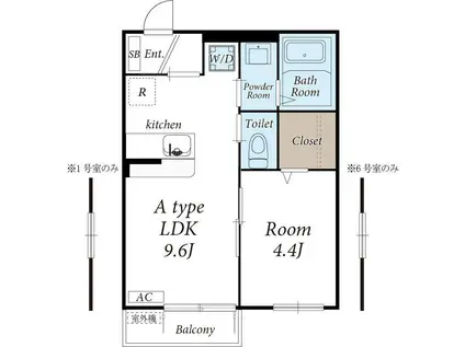 クレストIII(1LDK/1階)の間取り写真