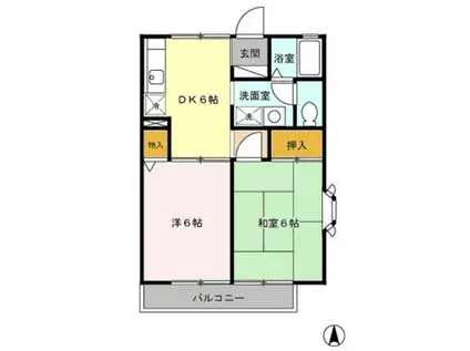 ルードルフィアタウンズ(2DK/1階)の間取り写真