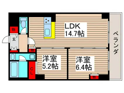 カスタリア西船橋II(2LDK/4階)の間取り写真