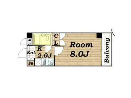 シャンクレール大国(1K/3階)の間取り写真