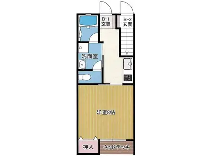 ハイム南境(1DK/1階)の間取り写真