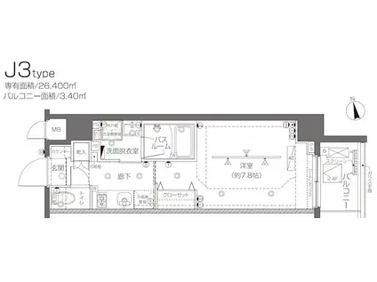 ZOOM大塚(1K/2階)の間取り写真