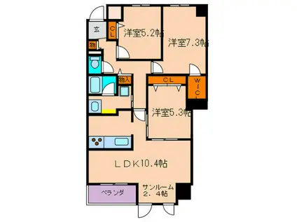 CORTILE MARUFUKU(3LDK/2階)の間取り写真