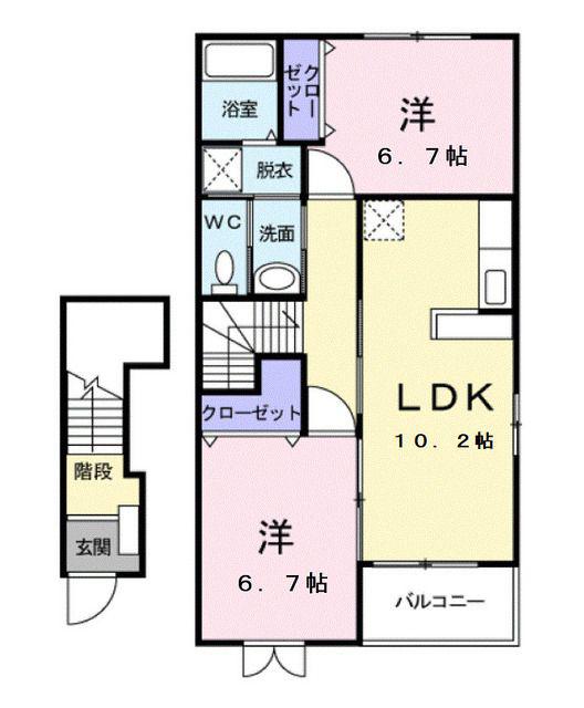 オアゾΒ(2LDK/2階)の間取り写真