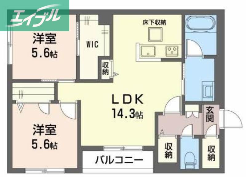 シュポールS(2LDK/1階)の間取り写真