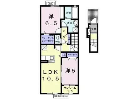 ノーブル 壱番館(2LDK/2階)の間取り写真