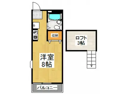 ハイツ野塩(1K/2階)の間取り写真