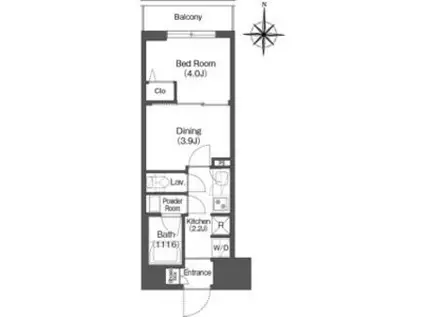 コンフォリア・リヴ西蒲田(1DK/7階)の間取り写真