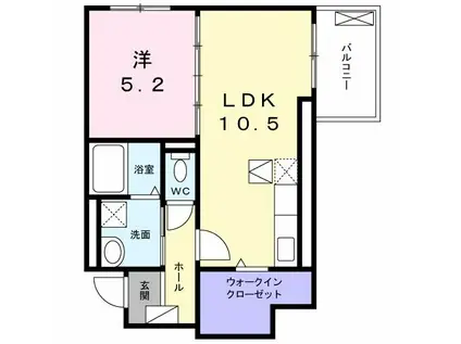 アウローラ八尾(1LDK/1階)の間取り写真