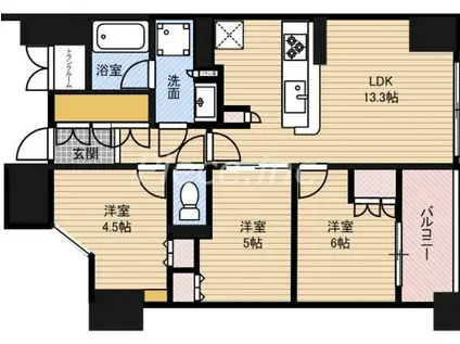 グレイスロワ福島(3LDK/4階)の間取り写真