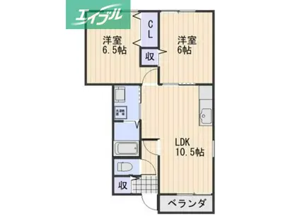 ハイツリー21 C(2LDK/1階)の間取り写真