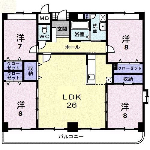 クラシオン・ルガールイシカワ(4LDK/5階)の間取り写真