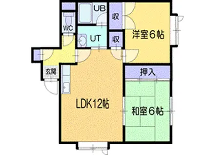 ハイツことぶき(2LDK/2階)の間取り写真