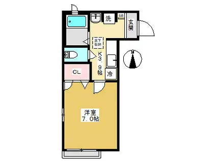 ベル・ハイム(1K/1階)の間取り写真