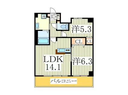 グラン・シャリオS(2LDK/4階)の間取り写真