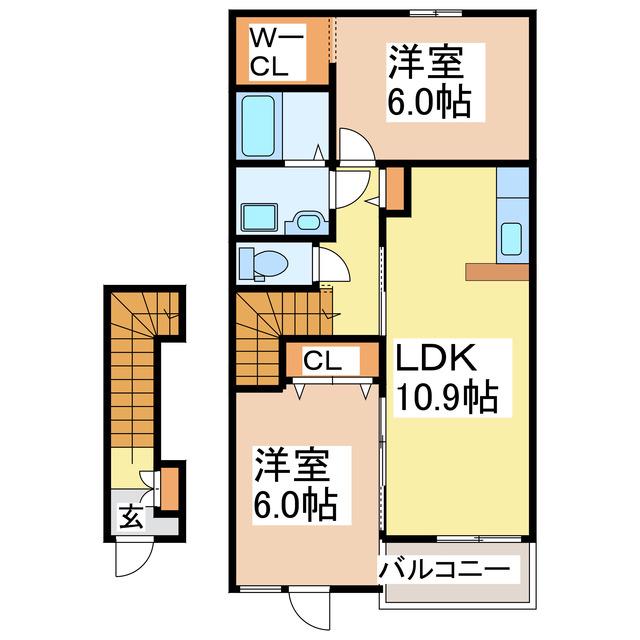 エステート(2LDK/2階)の間取り写真