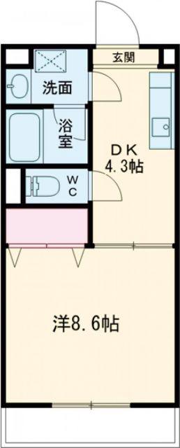 WOHNEN(1DK/1階)の間取り写真