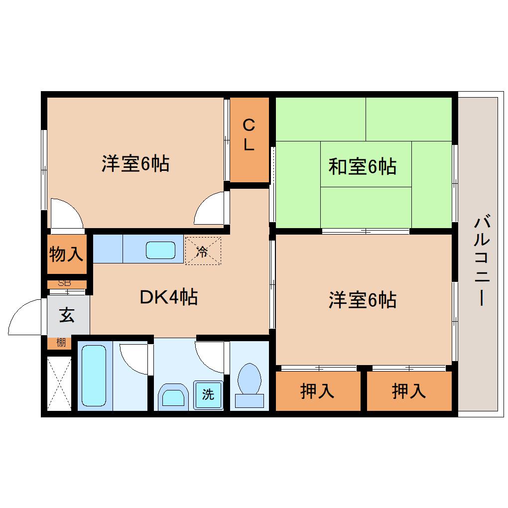 K.Lマンション(3DK/1階)の間取り写真