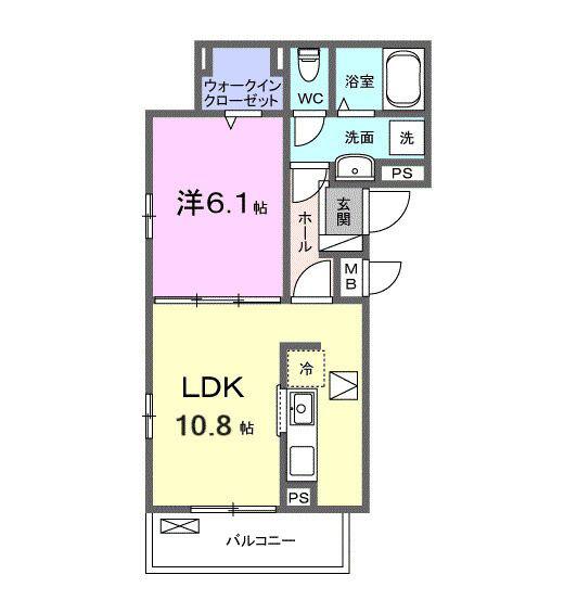 ルミエール(1LDK/1階)の間取り写真