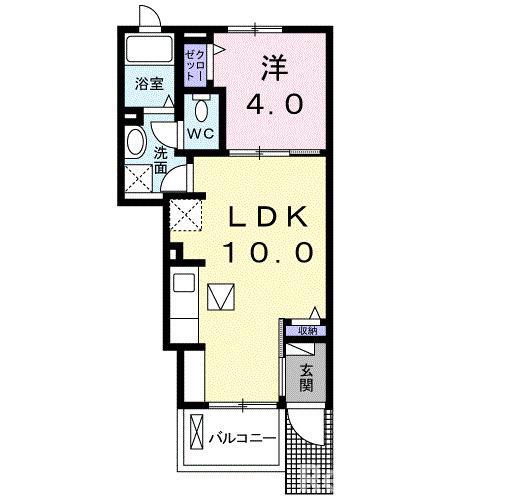 ユニゾンF(1LDK/1階)の間取り写真