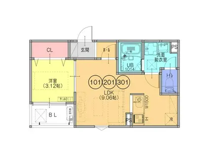 FSTYLE東大阪本庄1号館(1LDK/1階)の間取り写真