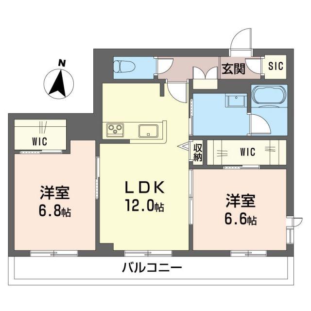 リッツ・リン(2LDK/3階)の間取り写真