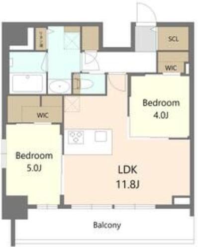S-RESIDENCE松屋町ASENCE(2LDK/9階)の間取り写真