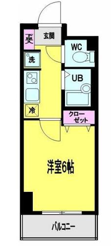 メインステージ西新宿(1K/5階)の間取り写真